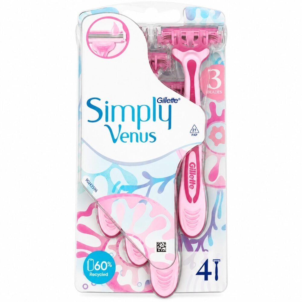 "Gillette" Simply Venus 3 Blades 4 pcs  - شفر حلاقة