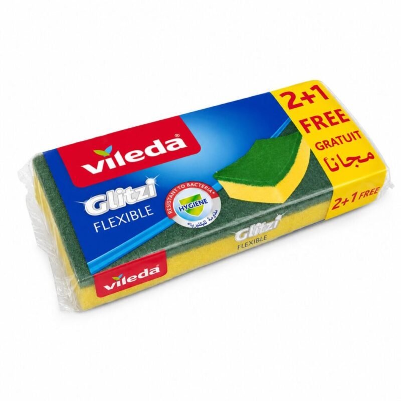 "Vileda" Glitzi Crystal Cleaning Sponge Flexible 3pcs - فيليدا إسفنج تنظيف مقاوم للبكتيريا
