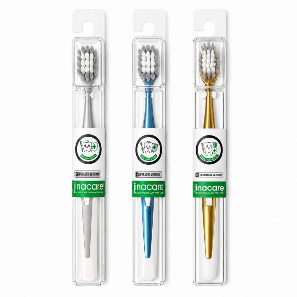 "Jinacare" Travel Toothbrush Extremely Soft With Protective Case - فرشاة أسنان مع علبة واقية