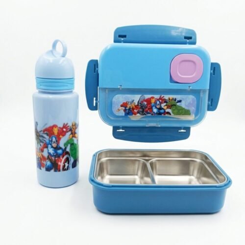 "XiTianLong" Kids Lunch Box Set With Water Bottle - طقم لانش بوكس ستانلس ستيل للأطفال مع مطرة مياه