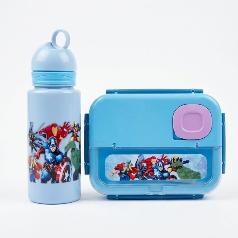 "XiTianLong" Kids Lunch Box Set With Water Bottle - طقم لانش بوكس ستانلس ستيل للأطفال مع مطرة مياه