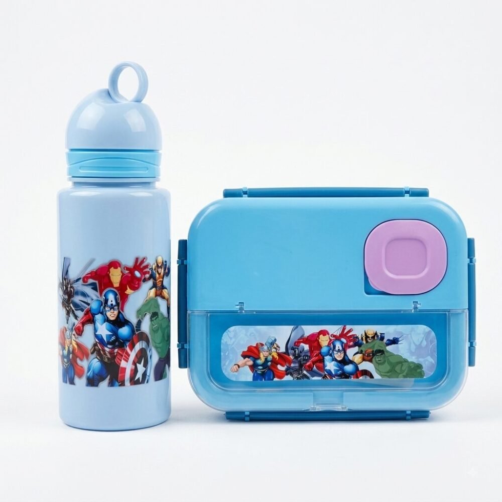 "XiTianLong" Kids Lunch Box Set With Water Bottle - طقم لانش بوكس ستانلس ستيل للأطفال مع مطرة مياه