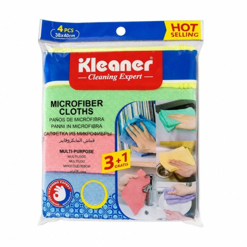 "Kleaner" Microfiber Cloths 38*40 cm  4pcs - قماش مايكروفايبر متعدد الإستعمالات