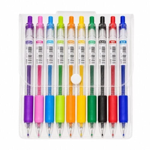 "OZZIE SUNNY CLIP" Color Retractable Ballpoint Pens 0.7mm 10pcs - مجموعة أقلام حبر جاف