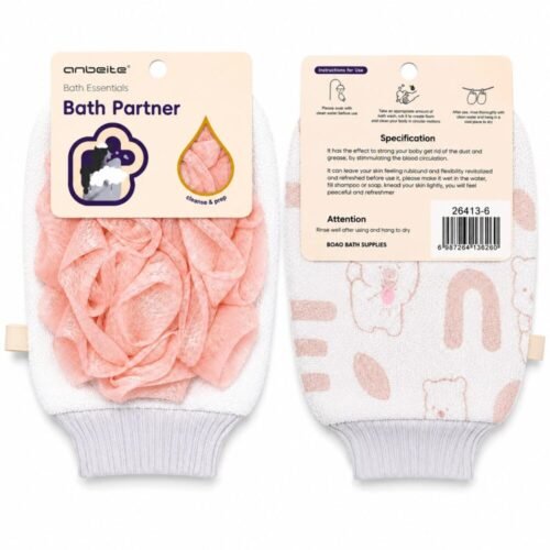 "anbeite" Exfoliating Bath Glove With Loofah - قفاز تقشير الجسم مع ليفة