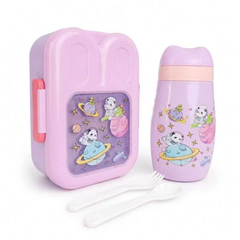 Kids Lunch Box Set With Water Bottle - طقم لانش بوكس للأطفال مع مطرة مياه