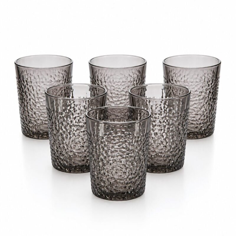 "LIVING HOME" Drinking Glass  6pcs - أكواب زجاجية سوداء