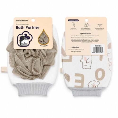 "anbeite" Exfoliating Bath Glove With Loofah - قفاز تقشير الجسم مع ليفة