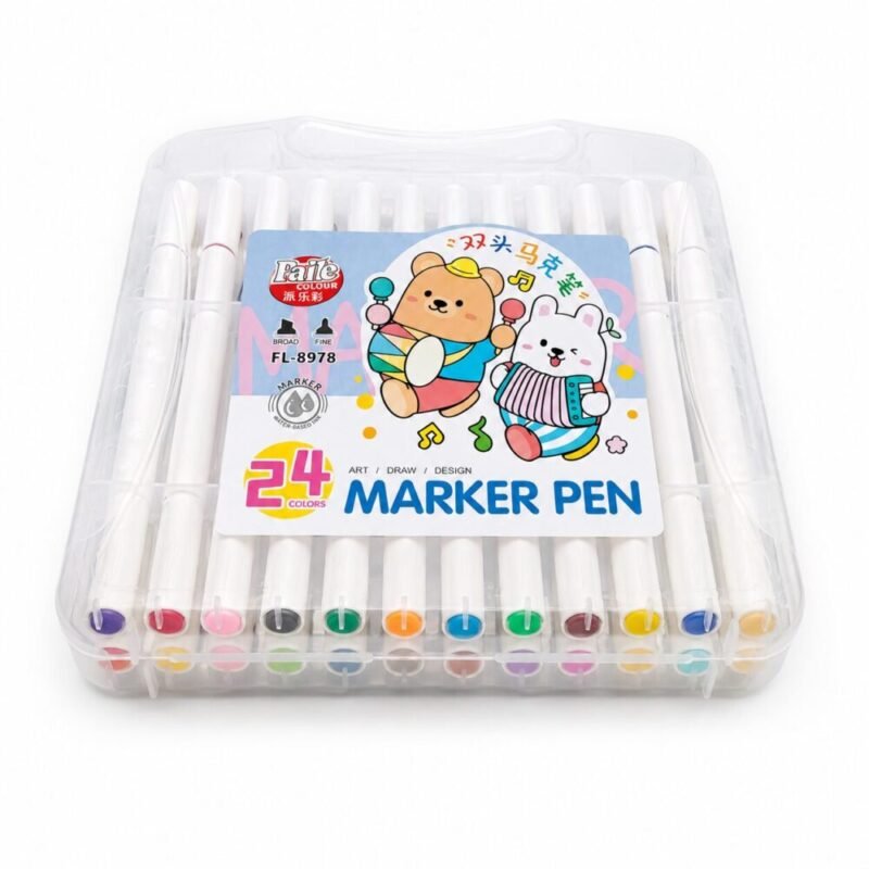 Marker Pens Set 18/24 pcs - طقم أقلام تلوين ماركر مائية ثنائية الرأس