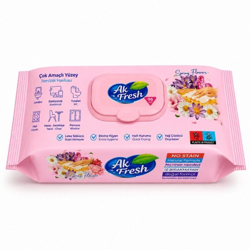 file_000000003d888246bd4053bcb7a7f1e1 "Ak Fresh" Wipes For all Surface 96 pcs - مناديل مبللة مخصصة لتنظيف الأسطح برائحة زهور الربيع