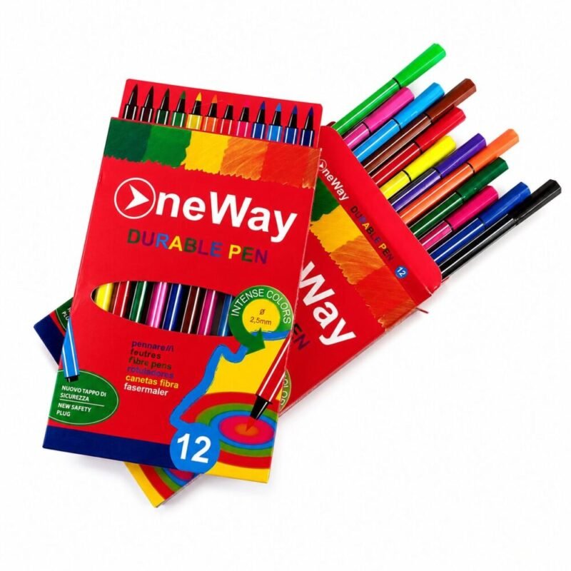 file_00000000603881f48837cdca0fcf24a2 "One Way" Durable Coloring Markers 2.5mm 12 pcs - أقلام تلوين فلوماستر