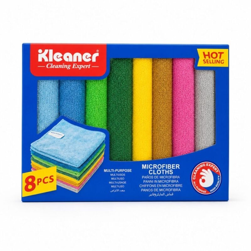 "Kleaner" Microfiber Cloths 30*30 cm  8pcs - قماش مايكروفايبر متعدد الإستعمالات