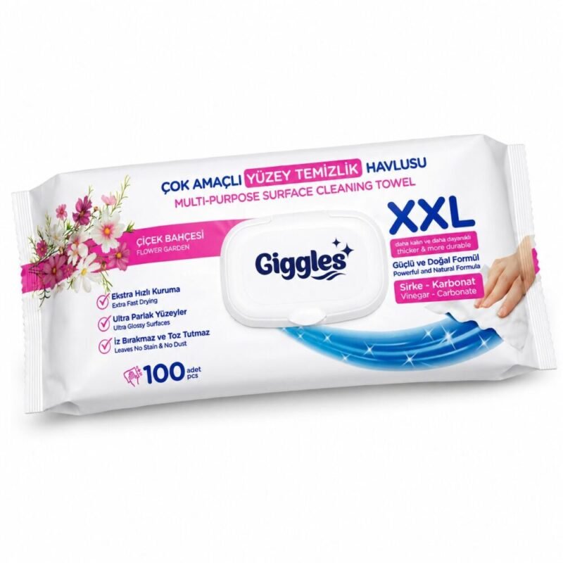 "Giggles" Wipes For all Surface XXL 100 pcs - مناديل مبللة مخصصة لتنظيف الأسطح برائحة حديقة الزهور