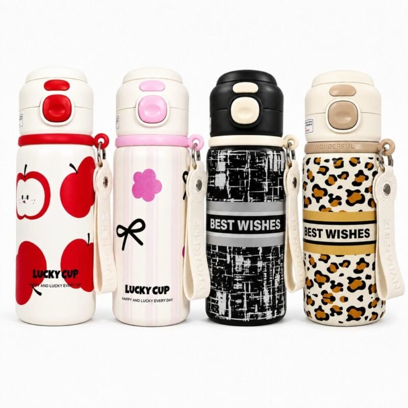 "DREAMS SET SAIL" Stainless Steel Insulated Water Bottle With Straw 500 ml - ترمس حراري ستانلس ستيل