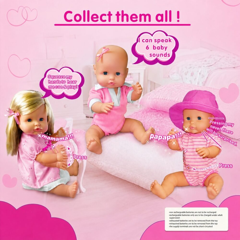 "Best Baby" Baby Doll set  40 cm (Ages 3+) - دمية طفلة مع إكسسوارات طعام