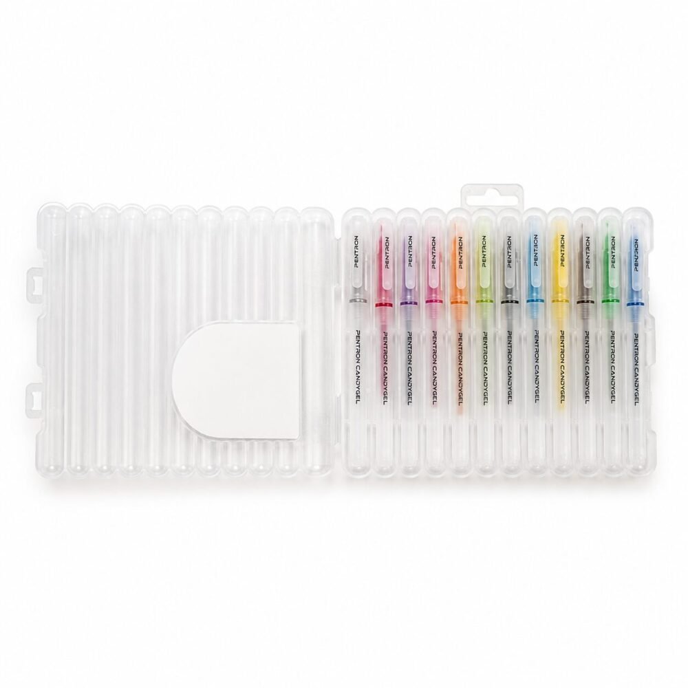"PENTRON" Colorful Candy gel Set With Case 12 pcs - علبة أقلام جل ملونة