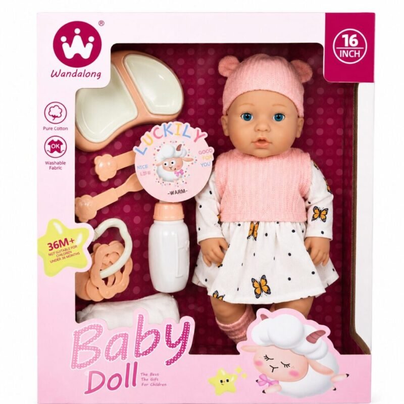 "Wandalong" Baby Care Doll set  40 cm (Ages 36M+) - دمية طفل مع إكسسوارات العناية