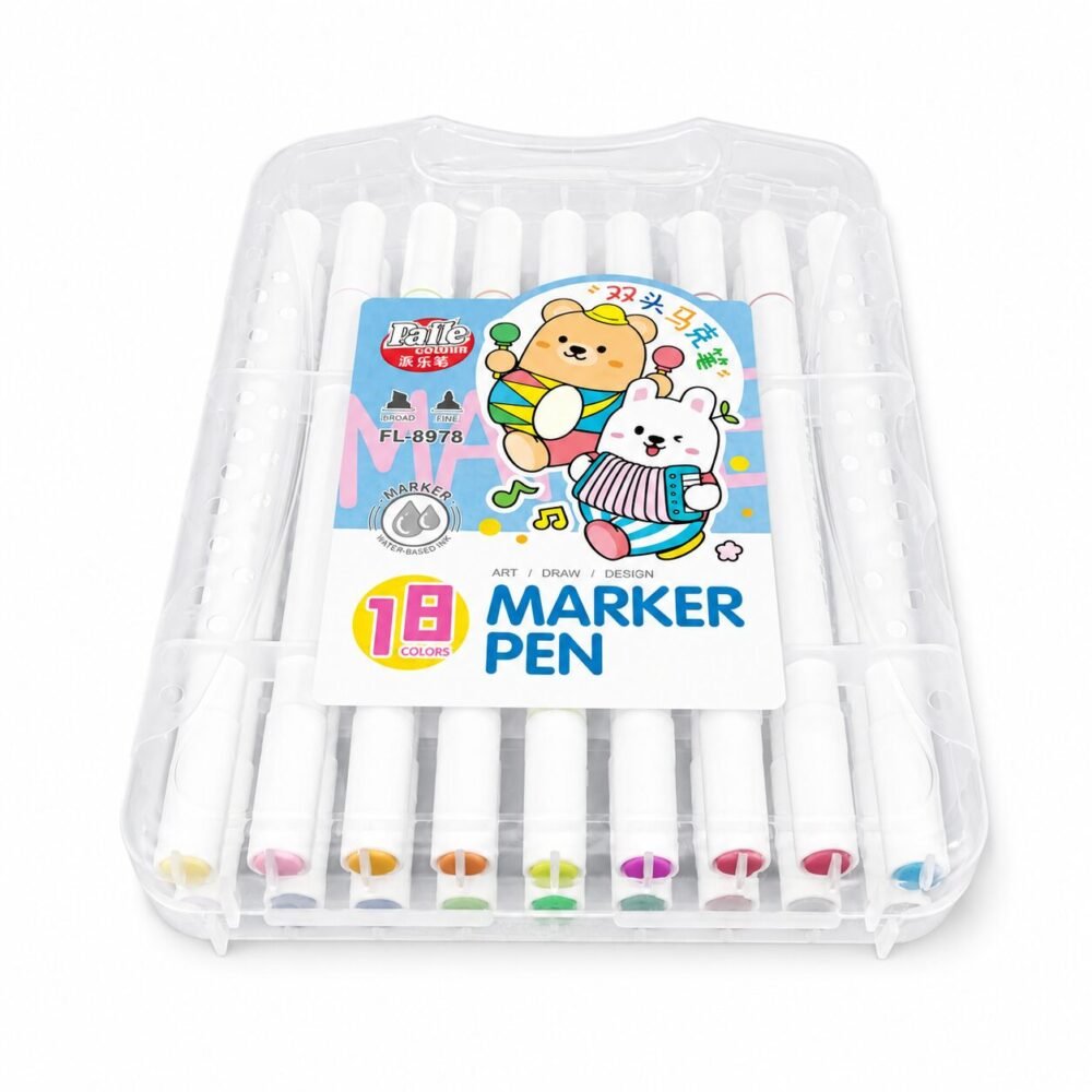 Marker Pens Set 18/24 pcs - طقم أقلام تلوين ماركر مائية ثنائية الرأس
