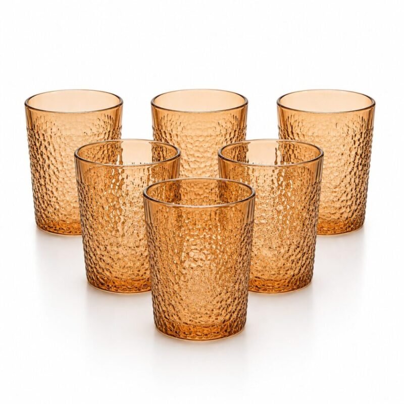"LIVING HOME" Drinking Glass  6pcs - أكواب زجاجية عسلية