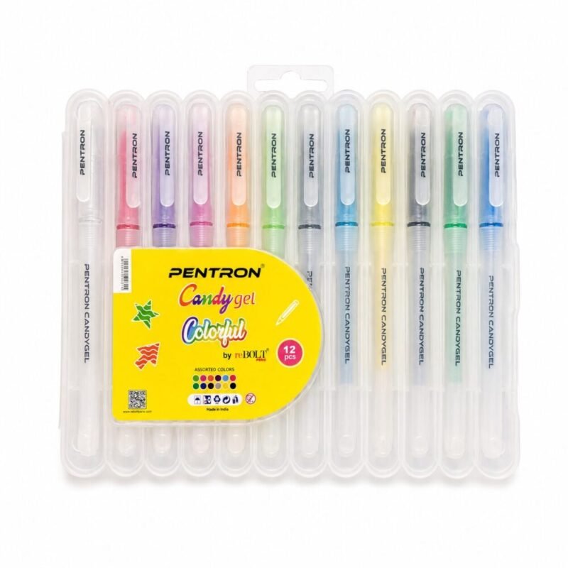 "PENTRON" Colorful Candy gel Set With Case 12 pcs - علبة أقلام جل ملونة
