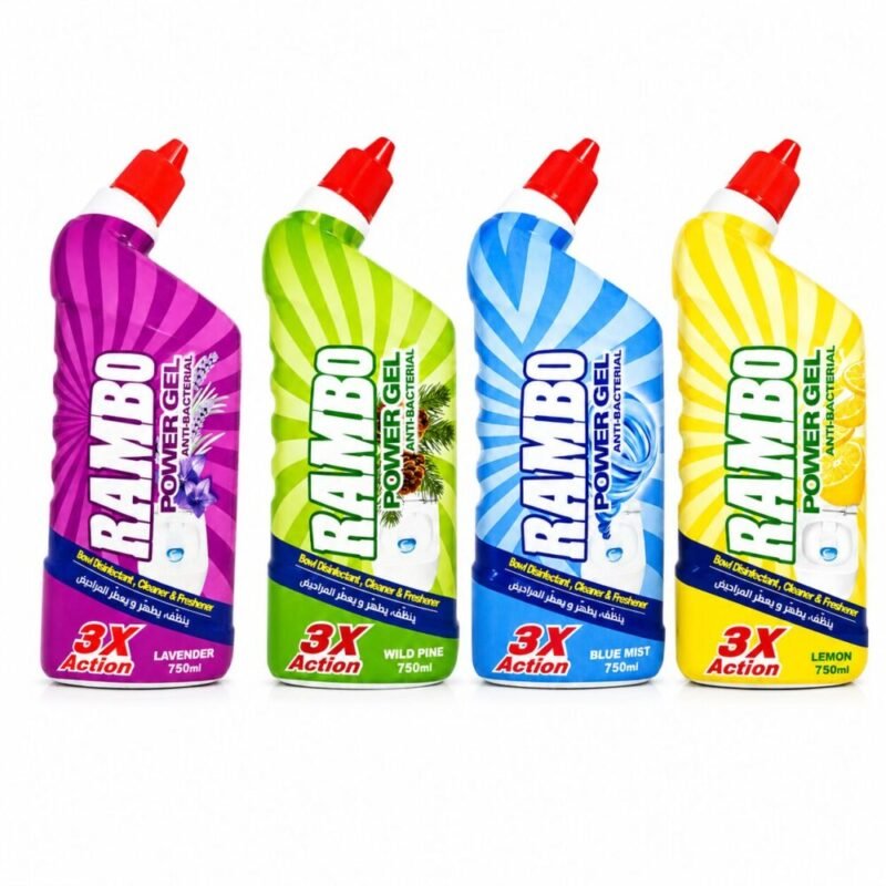 "RAMBO" Power Gel Anti-Bacterial 3X Action 750 ml - جل ينظّف ,يطهّر ويعطّر المراحيض