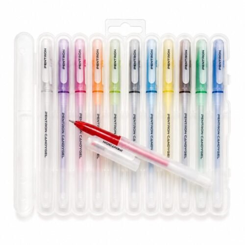 "PENTRON" Colorful Candy gel Set With Case 12 pcs - علبة أقلام جل ملونة