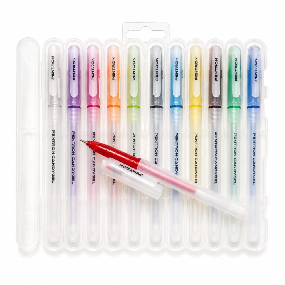 "PENTRON" Colorful Candy gel Set With Case 12 pcs - علبة أقلام جل ملونة