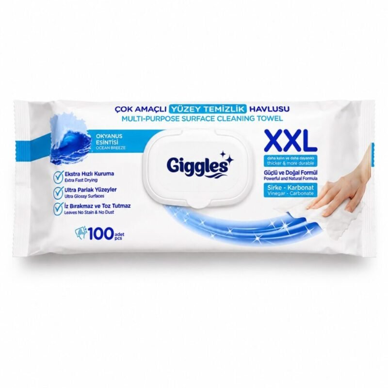 "Giggles" Wipes For all Surface XXL 100 pcs - مناديل مبللة مخصصة لتنظيف الأسطح برائحة نسيم المحيط