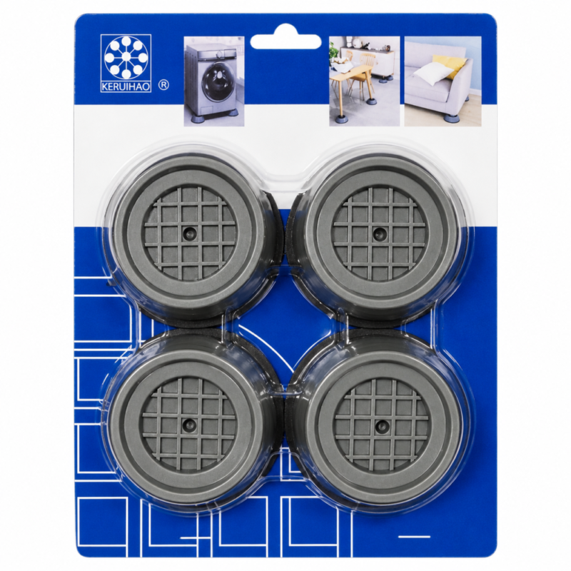 "KERUIHAO" Anti-Vibration and Non-Slip Feet For Washing Machines and Furniture 6*3.3*8 cm  4 pcs - قواعد تثبيت الأثاث وإمتصاص اهتزاز الغسالة