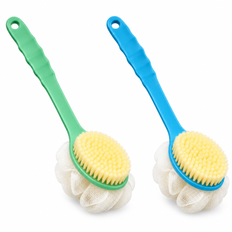 Handle Bath Brush With Loofah 34 cm - فرشاة إستحمام بمقبض طويل مع ليفة