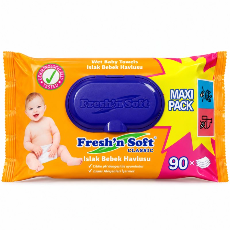 "Fresh'n Soft" Wet Wipes 90 pcs - مناديل مبللة