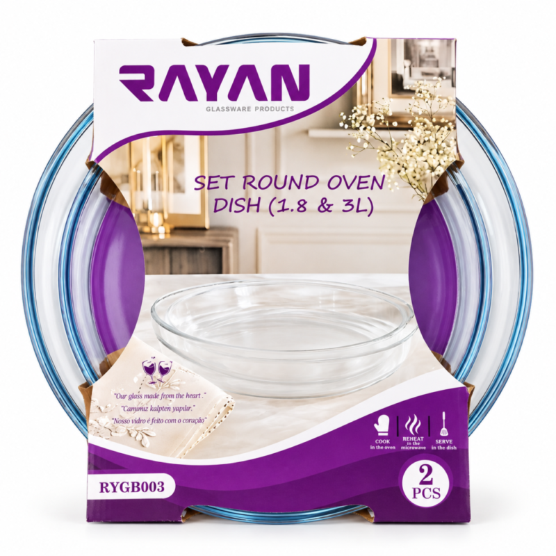 file_00000000630c8243b9d078b2c40786ac "RAYAN" Set Round Oven Dish 1.8/3L - أطباق فرن زجاجية دائرية