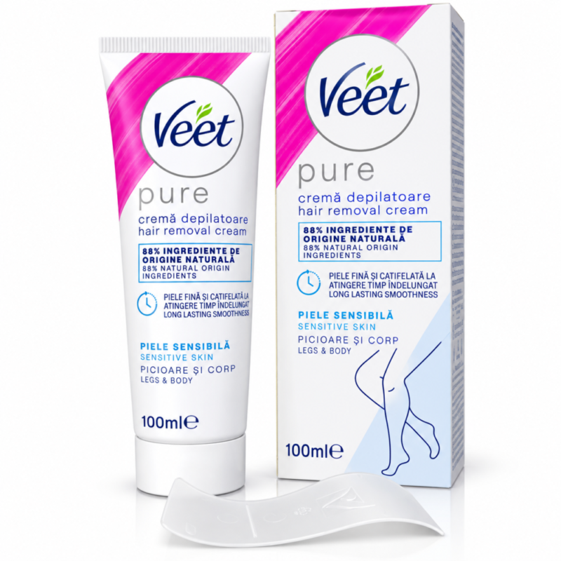 "Veet Pure" Hair Removal Cream For Sensitive Skin 100 ml - فيت كريم إزالة الشعر للجسم والساقين