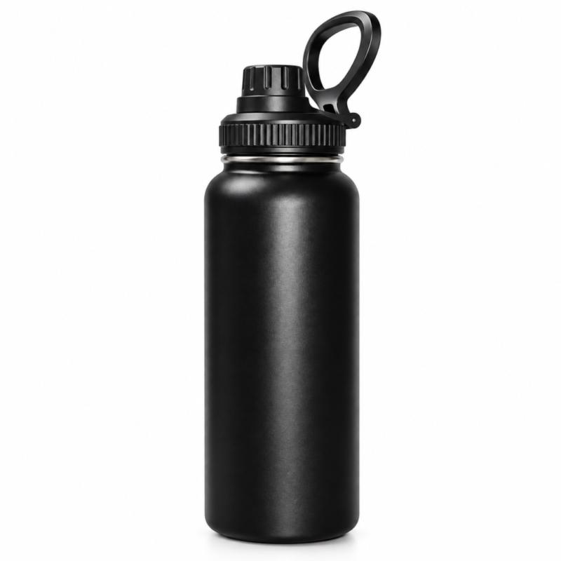 Insulated Stainless Steel Water Bottle - قارورة مياه حرارية ستانلس ستيل بغطاء ومقبض حمل