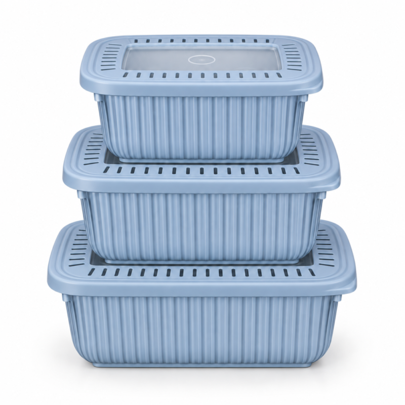 "IRAK Plastart" Storage Box 3pcs Set 0.5/0.94/1.6 L - طقم علب تخزين الطعام البلاستيكية بغطاء