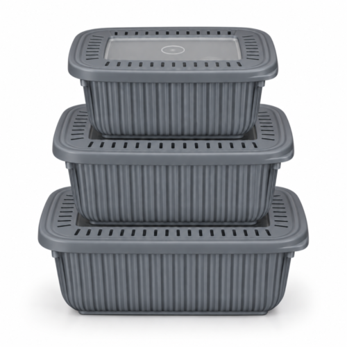 "IRAK Plastart" Storage Box 3pcs Set 0.5/0.94/1.6 L - طقم علب تخزين الطعام البلاستيكية بغطاء