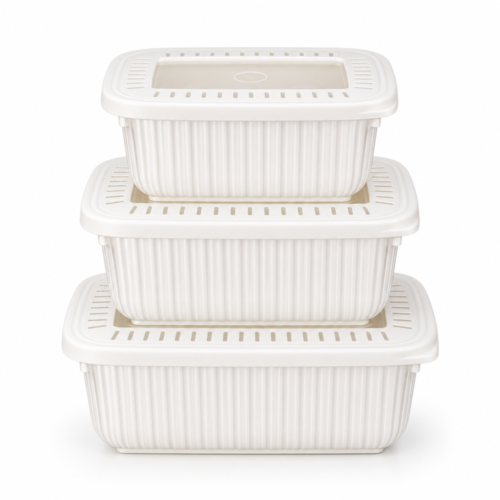 "IRAK Plastart" Storage Box 3pcs Set 0.5/0.94/1.6 L - طقم علب تخزين الطعام البلاستيكية بغطاء