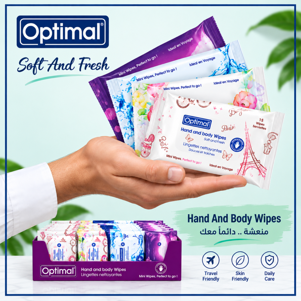 "Optimal" Hand and body Wipes 15 pcs - مناديل مبللة