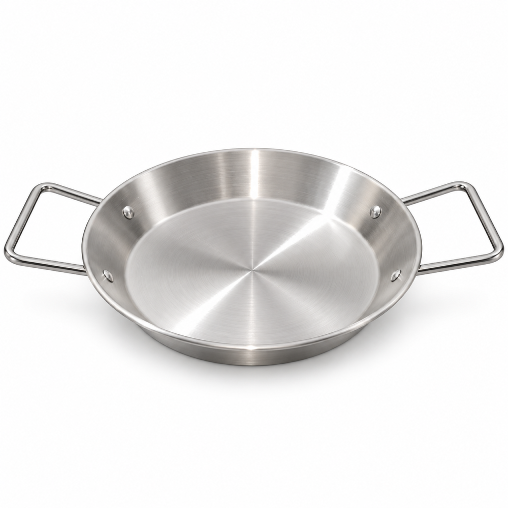 Stainless Steel Frying Pan With Two Side Handles 17.3/21/25 cm - مقلاة ستانلس ستيل بمقبضين